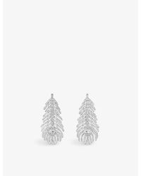Boucheron - Plume De Paon 18Ct- 2.01Ct Round And 0.34Ct Rose-Cut Diamond Pendant Earrings - Lyst
