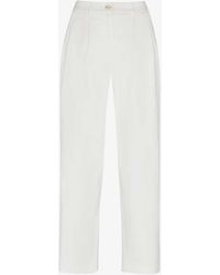 Whistles - Bethany Pleated Barrel-leg Mis-rise Cotton Trousers - Lyst
