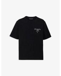 Prada - Logo-print Dropped-shoulder Cotton-jersey T-shirt X - Lyst