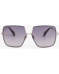 Max Mara - Branded-temple Square-frame Metal Sunglasses - Lyst