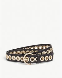 Sandro Adelia Studded Leather Belt - Black
