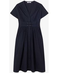 LK Bennett - Blu-vy Eva Fit-and-flare Cotton Midi Dress - Lyst