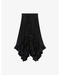 Claudie Pierlot - Pleated Elasticated-Waist Woven Midi Skirt - Lyst