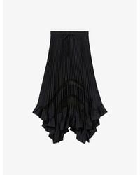 Claudie Pierlot - Pleated Elasticated-Waist Woven Midi Skirt - Lyst