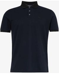 Emporio Armani - Blu Vy Logo-embroidered Cotton-jersey Polo Shirt X - Lyst