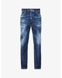 DSquared² - Vy Blue Regular-fit Mid-rise Tapered-leg Stretch-denim Jeans - Lyst