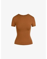 Skims - Slim-Fit Round-Neck Stretch-Cotton T-Shirt - Lyst