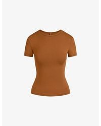Skims - Slim-Fit Round-Neck Stretch-Cotton T-Shirt - Lyst