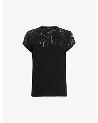 AllSaints - Anna Snake-Embroidered Short-Sleeve Cotton T-Shirt - Lyst