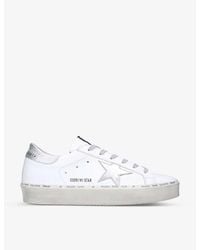 Golden Goose - Hi Star Logo-embroidered Leather Low-top Trainers - Lyst