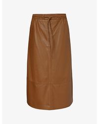 Yves Salomon - Drawstring-waist High-rise Leather Midi Skirt - Lyst