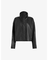 AllSaints - Ryder Funnel-Neck Relaxed-Fit Leather Jacket - Lyst