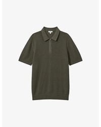 Reiss - Burnham Textured-weave Knitted Polo Shirt X - Lyst