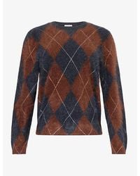ME+EM - Argyle Crew-Neck Brushed Cashmere Jumper - Lyst