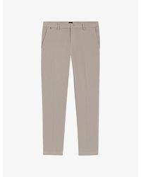 BOSS - Modern-Fit Tapered-Leg Stretch Cotton-Garbadine Trousers - Lyst