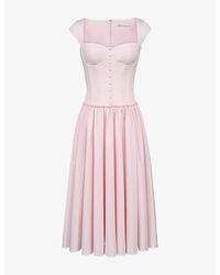 House Of Cb - Kaia Cap-Sleeve Stretch-Cotton Midi Dress Xs (A-C Cup) - Lyst