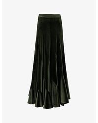 eem - High-Rise Panel-Detail Stretch-Velvet Midi Skirt - Lyst