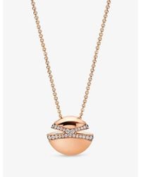 BVLGARI - Cabochon 18Ct Rose- And 0.55Ct Pavé-Diamond Pendant Necklace - Lyst