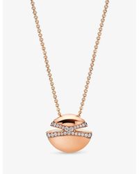BVLGARI - Cabochon 18Ct Rose- And 0.55Ct Pavé-Diamond Pendant Necklace - Lyst