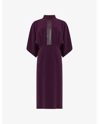 eem - Baguette-Embellished Woven Midi Dress - Lyst