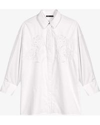 Maje - Floral-crochet Appliqué Oversized Cotton-poplin Shirt - Lyst
