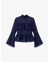 Ro&zo - Frill-Trim Long-Sleeve Chiffon Blouse - Lyst