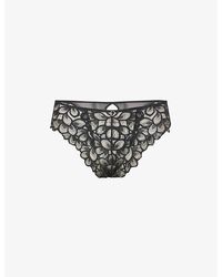Panache - Allure Floral-embroidered Stretch-woven Briefs - Lyst
