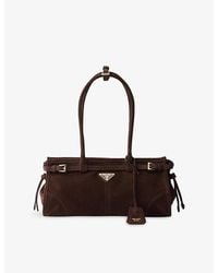 Prada - Bonnie Medium Suede Top-Handle Bag - Lyst