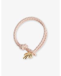 Bottega Veneta - Chain-Knot 18Ct-Plated Sterling- Braided Leather Bracelet - Lyst