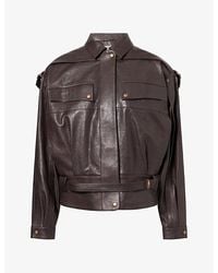 Magda Butrym - Belted Patch-Pocket Leather Jacket - Lyst