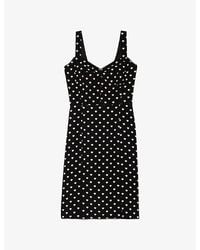 The Kooples - V-Neck Heart-Print Woven Midi Dress - Lyst