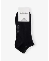 Calvin Klein - Logo Stretch-Cotton Trainer Socks Pack Of Three - Lyst