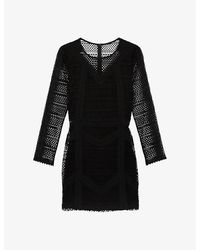 The Kooples - Open-weave Round-neck Knitted Mini Dress - Lyst