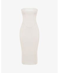 House Of Cb - Camilla Strapless Pu Leather And Cotton-blend Midi Dress - Lyst
