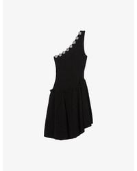 Claudie Pierlot - Asymmetric Crochet-Flower Knitted Mini Dress - Lyst