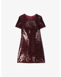 Maje - Short-Sleeved Sequin-Embellished Mini Dress - Lyst