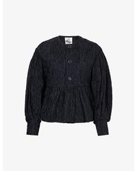Noir Kei Ninomiya - Ruched Round-neck Relaxed-fit Woven Shirt - Lyst