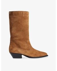 Sandro - Western Knee-High Suede Boots - Lyst