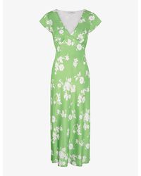OMNES - Woolf Floral-print Short-sleeve Recycled-polyester Midi Dress - Lyst