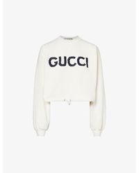 Gucci - Brand-embroidered Drawstring-hem Cotton-jersey Sweatshirt - Lyst
