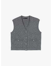 Maje - Rhinestone-Embellished Knitted Wool Vest Top - Lyst