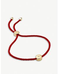 Monica Vinader - Linear Solo 18ct Yellow Gold-plated Vermeil Silver And Diamond Friendship Bracelet - Lyst