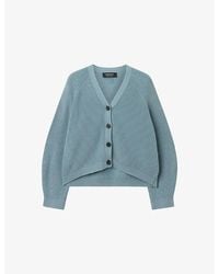 Whistles - Ribbed V-Neck Cotton Cardigan - Lyst