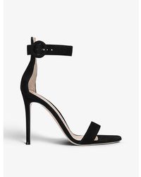 Gianvito Rossi - Portofino Open-Toe Suede Heeled Sandals - Lyst