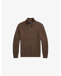 Polo Ralph Lauren - Logo-Embroidered Half-Zip Cotton Jumper - Lyst