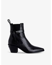 Zadig & Voltaire - Tyler Python-Effect Leather Heeled Ankle Boots - Lyst