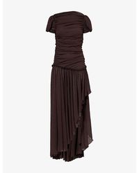 open lace back dress ALINA - Open-back ruched maxi jersey dress by SIEDRS