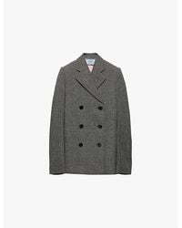 Prada - Double-Breasted Prince Of Wales Checked Cotton Jacket - Lyst