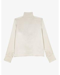 Maje - High-Neck Long-Sleeve Satin Top - Lyst