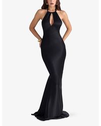 House Of Cb A-Line Halter Dress in Brown | Lyst